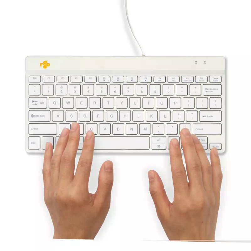 R-Go Tools Ergonomic tastatūra R-Go Compact Break, kompakta klaviatūra ar pārtraukumu programmatūru, QWERTY (US), vadu savienojums, balta