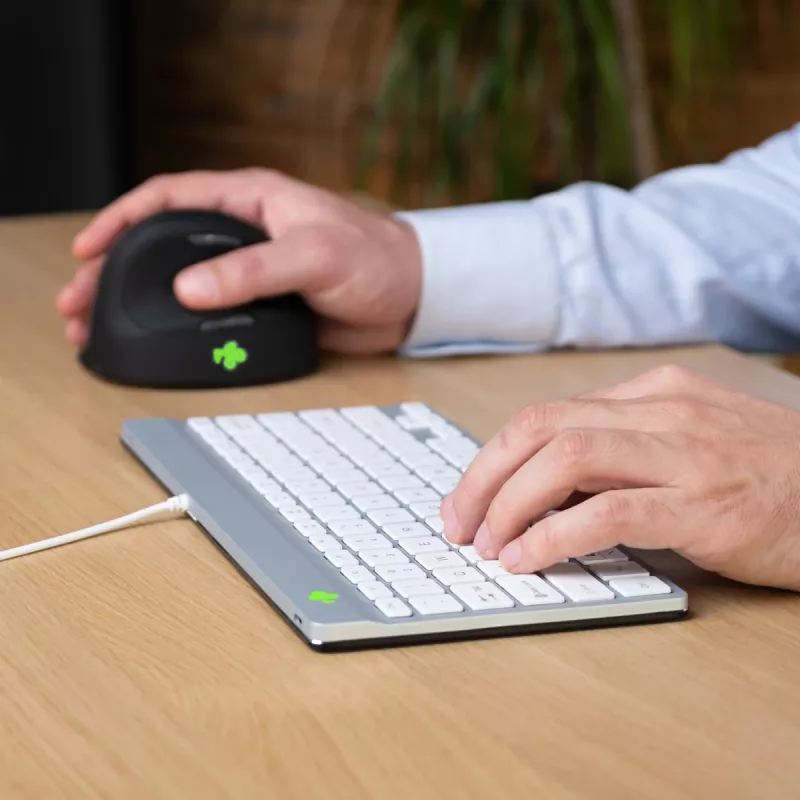 R-Go Tools Ergonomic tastatūra R-Go Compact Break, kompakta klaviatūra ar pārtraukumu programmatūru, QWERTY (US), vadu savienojums, balta