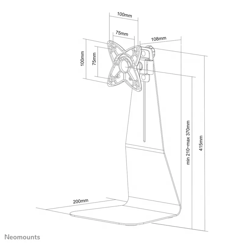 Neomounts FPMA-D800 monitora statīvs 10-27 collas, brīvstāvošs, 10 kg, 25,4 cm (10 collas), 68,6 cm (27 collas), 100 x 100 mm, Sudraba