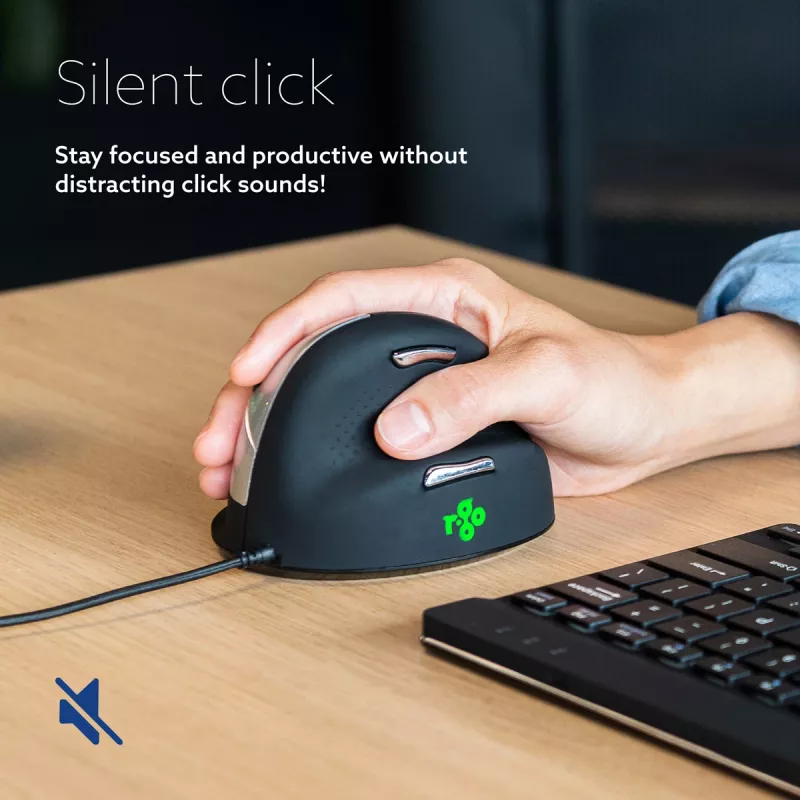 R-Go Tools Ergonomiskā pele R-Go HE Break ar pārtraukuma programmatūru, vidēja (rokas izmērs 165-185 mm), labročiem, vadu, melna