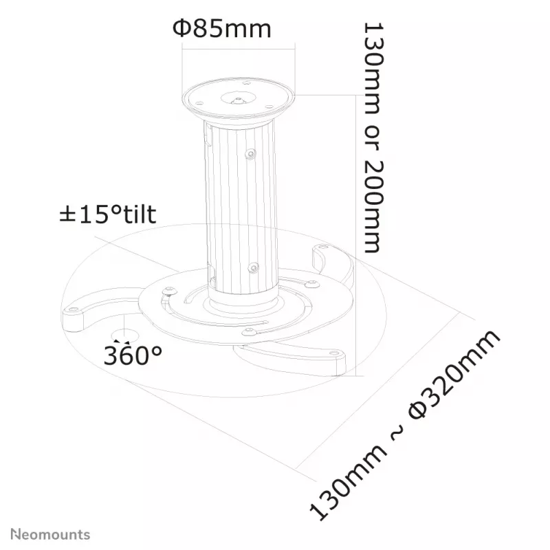 Neomounts BEAMER-C80 projektora griestu stiprinājums - a 13-20 cm - pilna kustība