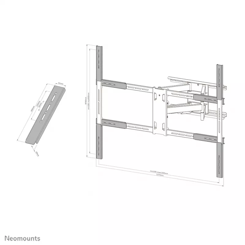 Neomounts AWLS-950BL1 VESA pagarinājuma komplekts 55-110 collas - maks. 125 kg