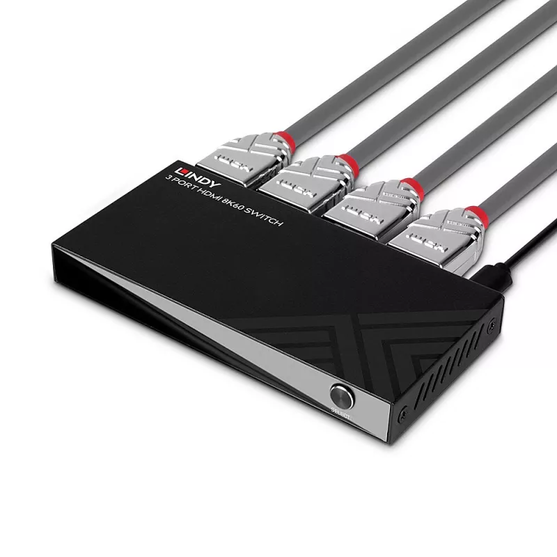 Lindy 3 Portu HDMI 8K60 Slēdzis HDMI USB Micro-USB Melns 4320p 48 Gbit/s