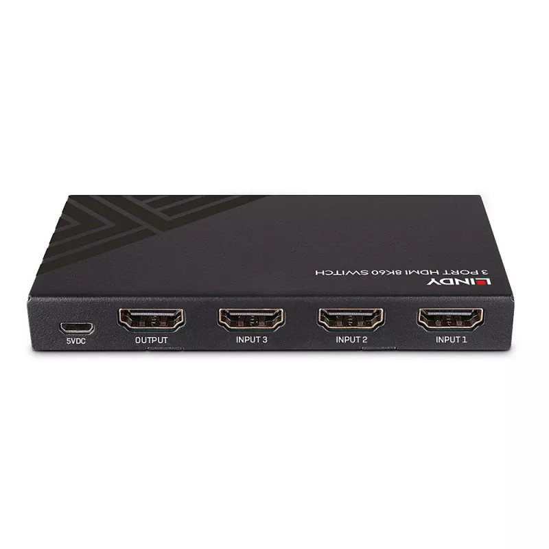 Lindy 3 Portu HDMI 8K60 Slēdzis HDMI USB Micro-USB Melns 4320p 48 Gbit/s