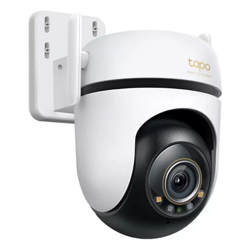 TP-Link āra pagriežamā/noliecamā drošības Wi-Fi kamera SPEC: 3K 5MP (2880x1620), 2,4 GHz, 2 × ārējās antenas, 1 × Ethernet ports, horizontāli 360°