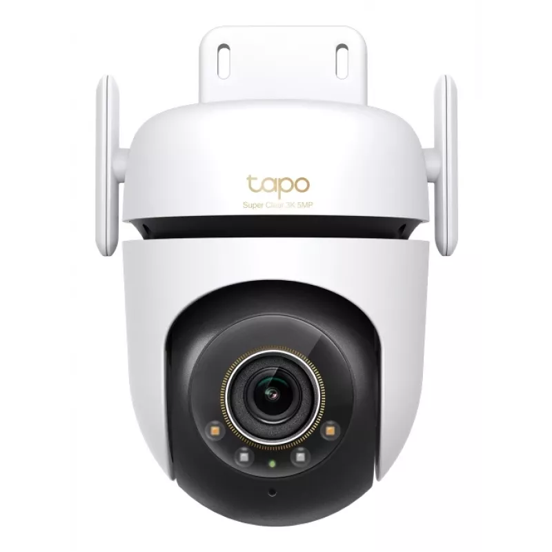 TP-Link āra pagriežamā/noliecamā drošības Wi-Fi kamera SPEC: 3K 5MP (2880x1620), 2,4 GHz, 2 × ārējās antenas, 1 × Ethernet ports, horizontāli 360°