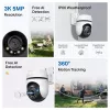 TP-Link āra pagriežamā/noliecamā drošības Wi-Fi kamera SPEC: 3K 5MP (2880x1620), 2,4 GHz, 2 × ārējās antenas, 1 × Ethernet ports, horizontāli 360°