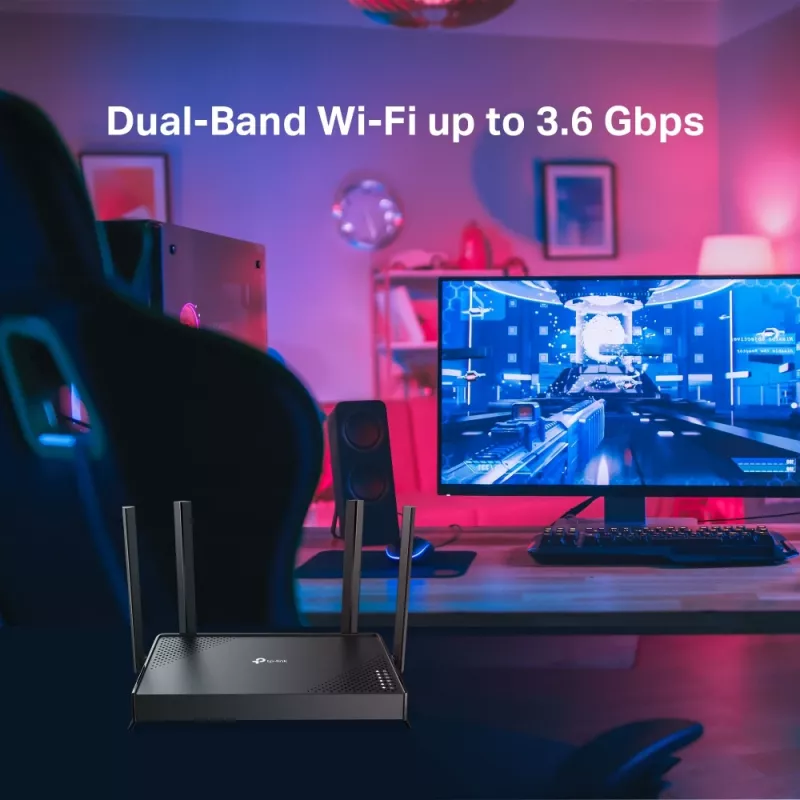 TP-Link Archer BE220 bezvadu maršrutētājs Gigabit Ethernet Divjoslu (2,4 GHz / 5 GHz) Melns