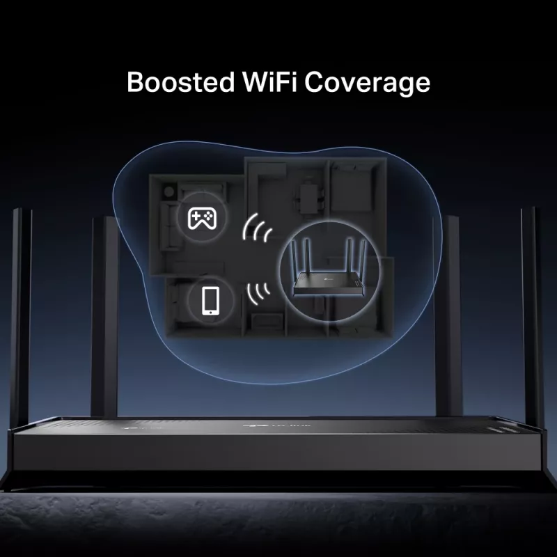 TP-Link Archer BE220 bezvadu maršrutētājs Gigabit Ethernet Divjoslu (2,4 GHz / 5 GHz) Melns