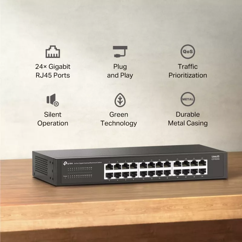 TP-Link LS1024G tīkla komutators Nevadāms Gigabit Ethernet (10/100/1000) Melns