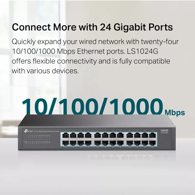 TP-Link LS1024G tīkla komutators Nevadāms Gigabit Ethernet (10/100/1000) Melns