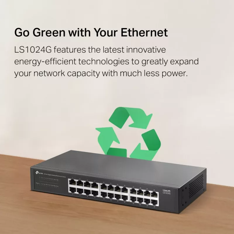 TP-Link LS1024G tīkla komutators Nevadāms Gigabit Ethernet (10/100/1000) Melns