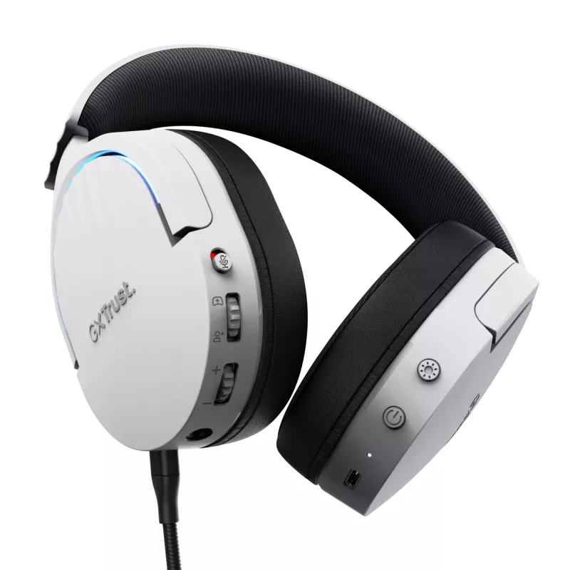 Trust GXT 491W FAYZO austiņas ar vadu un bezvadu savienojumu Galvas lente Spēļu USB Type-C Bluetooth Melns, Balts