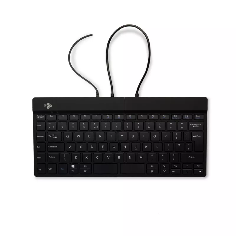 R-Go Tools ergonomiskā tastatūra R-Go Split Break v2 ar pārtraukumu programmatūru, ergonomiska dalīta tastatūra, QWERTY (UK), vadu savienojums, melna