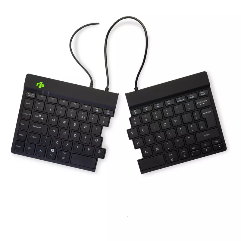 R-Go Tools ergonomiskā tastatūra R-Go Split Break v2 ar pārtraukumu programmatūru, ergonomiska dalīta tastatūra, QWERTY (UK), vadu savienojums, melna