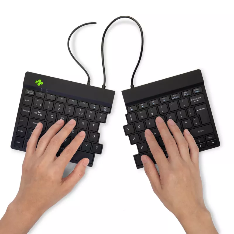 R-Go Tools ergonomiskā tastatūra R-Go Split Break v2 ar pārtraukumu programmatūru, ergonomiska dalīta tastatūra, QWERTY (UK), vadu savienojums, melna
