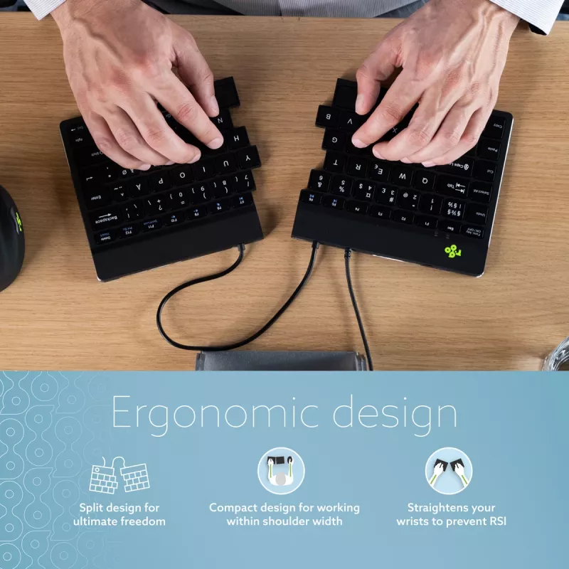 R-Go Tools Ergonomic tastatūra R-Go Split Break v2 with break software, ergonomic split tastatūra, QWERTY (US), Wired, Melns