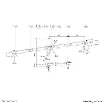 Galda monitora svira Neomounts DS60-600BL3 skava/starplika 10-27 collas