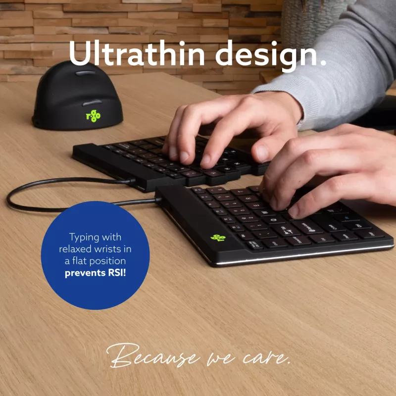 R-Go Tools Ergonomic tastatūra R-Go Split Break ar pārtraukumu programmatūru, ergonomiska dalīta klaviatūra, QWERTY (US), Bluetooth, melna