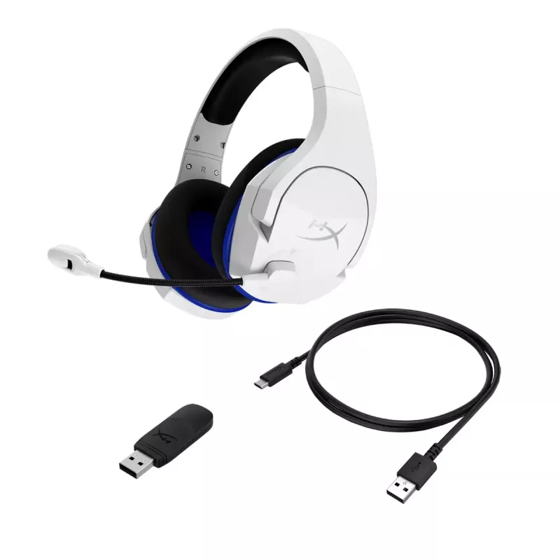 HyperX Cloud Stinger Core - bezvadu spēļu austiņas (balts-zils) - PS5-PS4