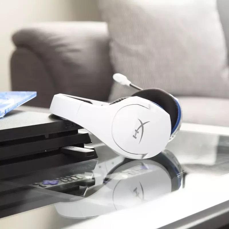 HyperX Cloud Stinger Core - bezvadu spēļu austiņas (balts-zils) - PS5-PS4