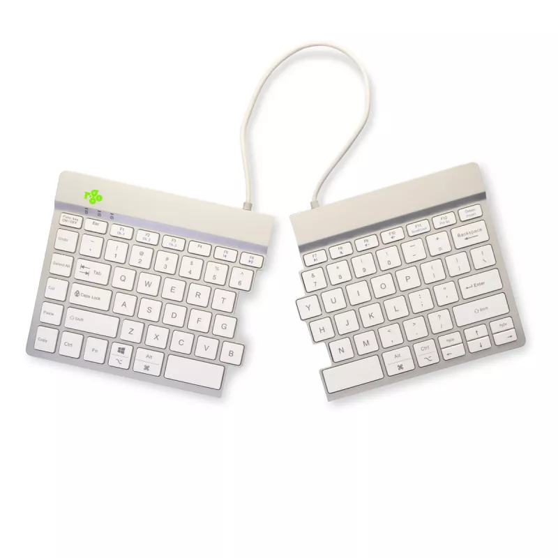 R-Go Tools ergonomiska tastatūra R-Go Split Break ar pārtraukumu programmatūru, ergonomiska dalīta tastatūra, QWERTY (US), Bluetooth, balta