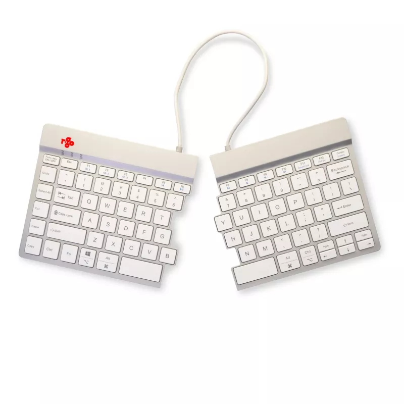 R-Go Tools ergonomiska tastatūra R-Go Split Break ar pārtraukumu programmatūru, ergonomiska dalīta tastatūra, QWERTY (US), Bluetooth, balta