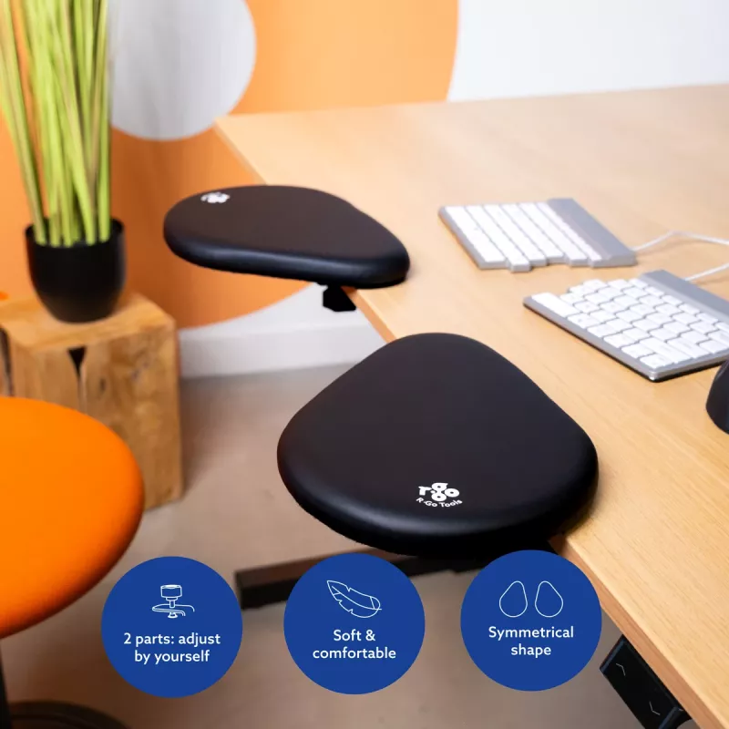 R-Go Tools roku balsts R-Go split, ergonomisks roku balsts divās daļās, regulējams, simetrisks, ar mīksto putu, melns