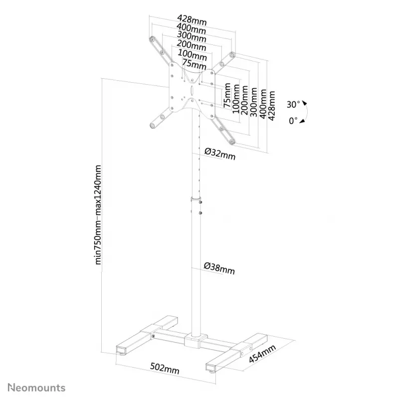 Neomounts NS-FS100Melns grīdas statīvs 10–55 collām