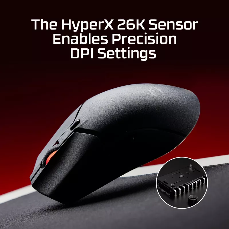 Bezvadu spēļu pele KINGSTON HyperX Pulsefire Haste 2 Mini — Piemērota abām rokām, 26 000 DPI, RF/Bluetooth/USB
