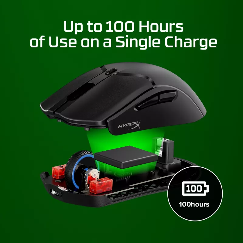 Bezvadu spēļu pele KINGSTON HyperX Pulsefire Haste 2 Mini — Piemērota abām rokām, 26 000 DPI, RF/Bluetooth/USB
