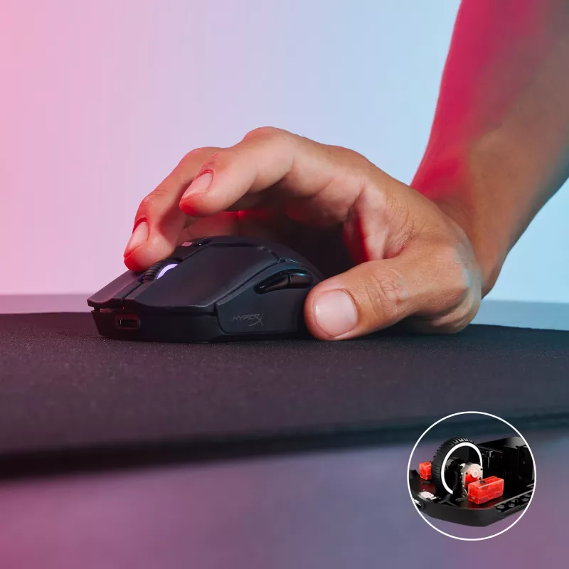 Bezvadu spēļu pele KINGSTON HyperX Pulsefire Haste 2 Mini — Piemērota abām rokām, 26 000 DPI, RF/Bluetooth/USB