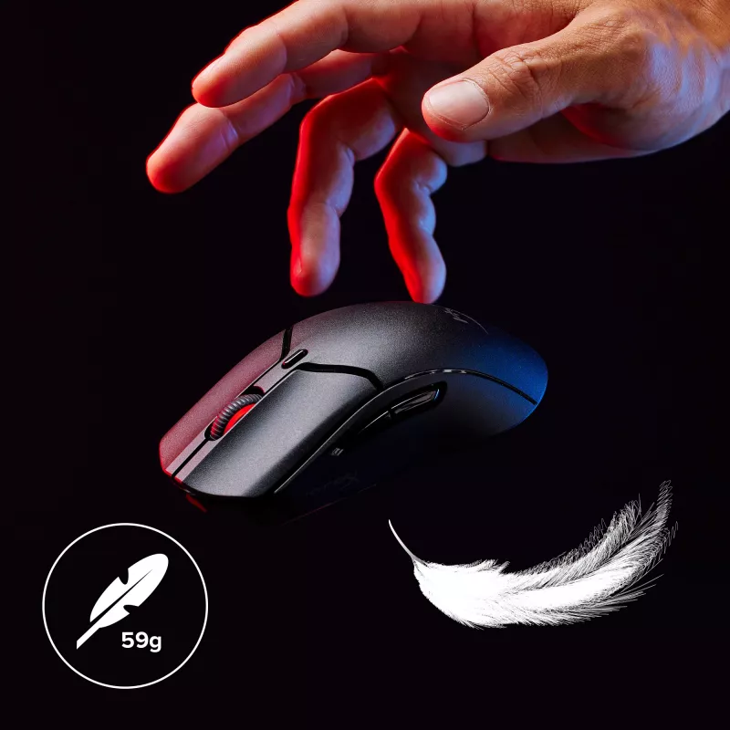 Bezvadu spēļu pele KINGSTON HyperX Pulsefire Haste 2 Mini — Piemērota abām rokām, 26 000 DPI, RF/Bluetooth/USB
