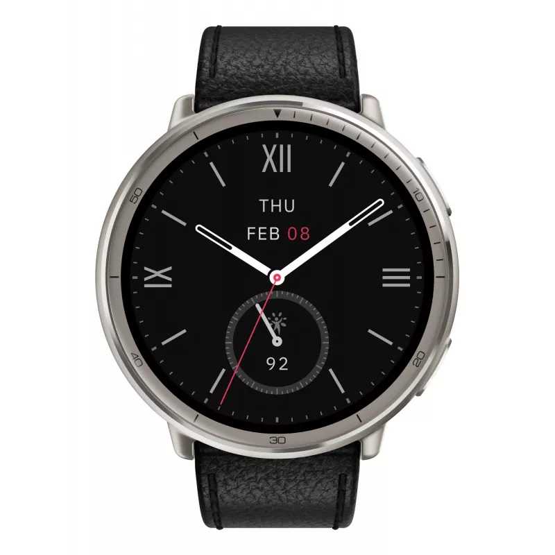 Amazfit Active 2 Premium 44 mm viedpulkstenis, melna āda (W2433EU1N)