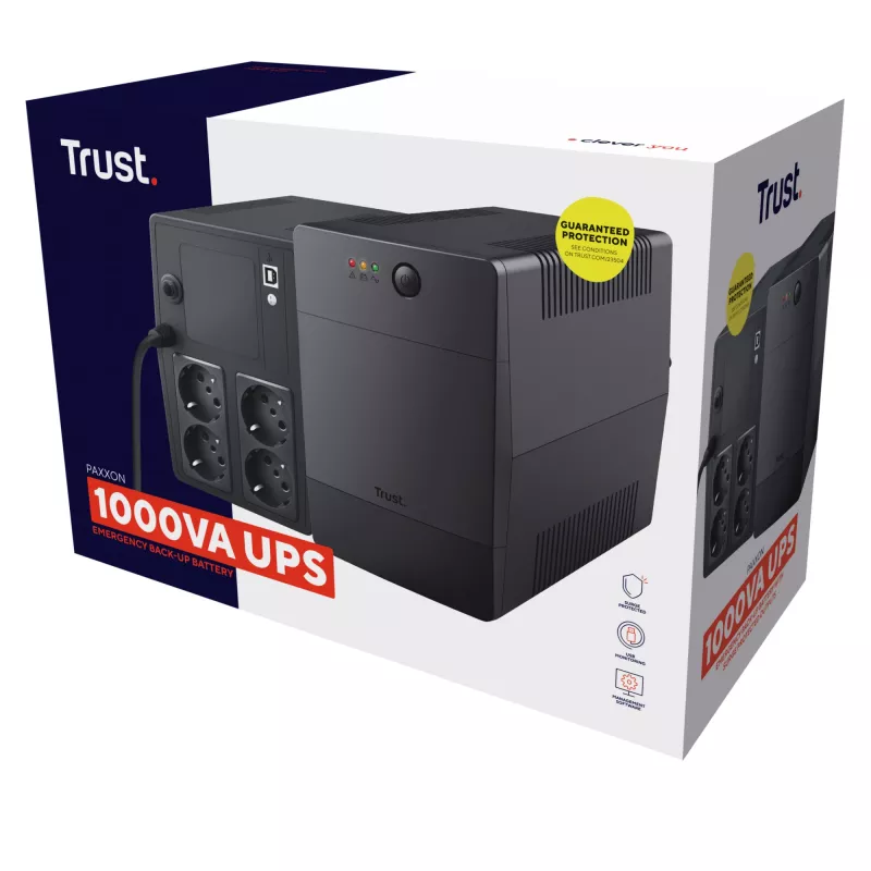 Trust Paxxon nepārtrauktas barošanas avots (UPS) 1 kVA 600 W 4 maiņstrāvas izejas ligzdas