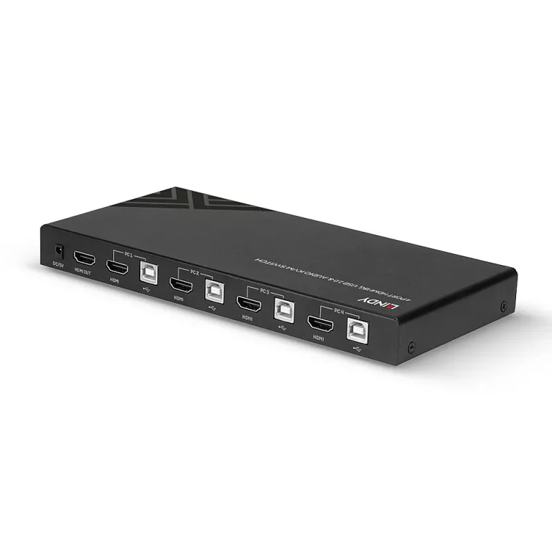Lindy KVM slēdzis HDMI 18G USB 2.0 Audio 4 portu 4K Ultra HD