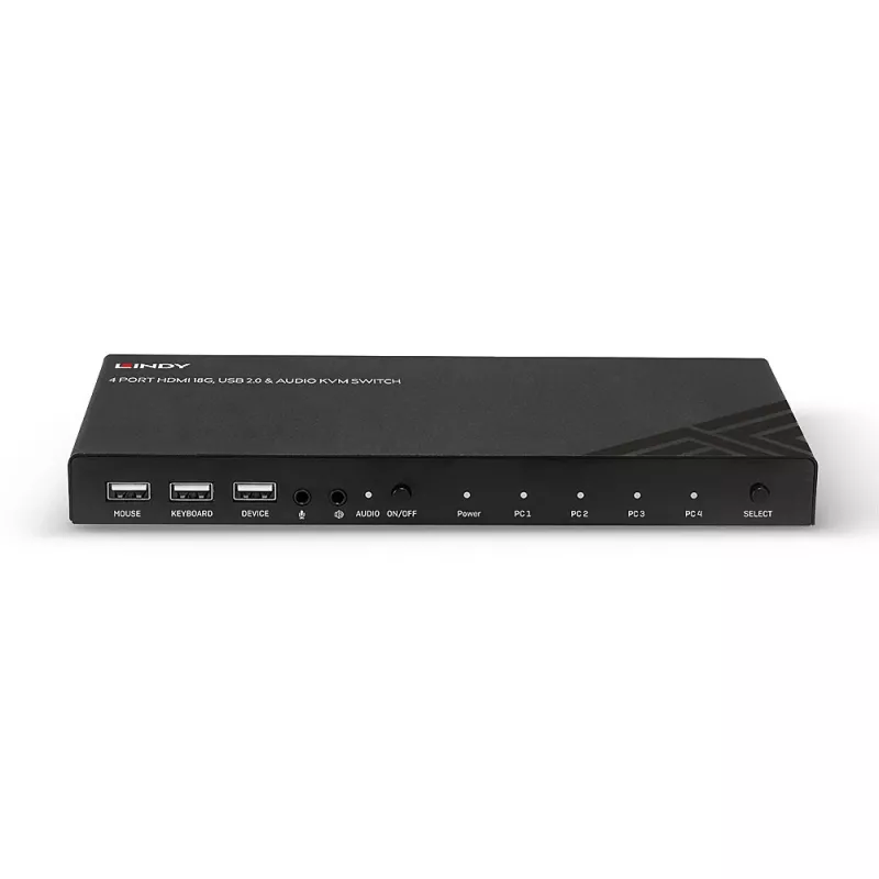 Lindy KVM slēdzis HDMI 18G USB 2.0 Audio 4 portu 4K Ultra HD