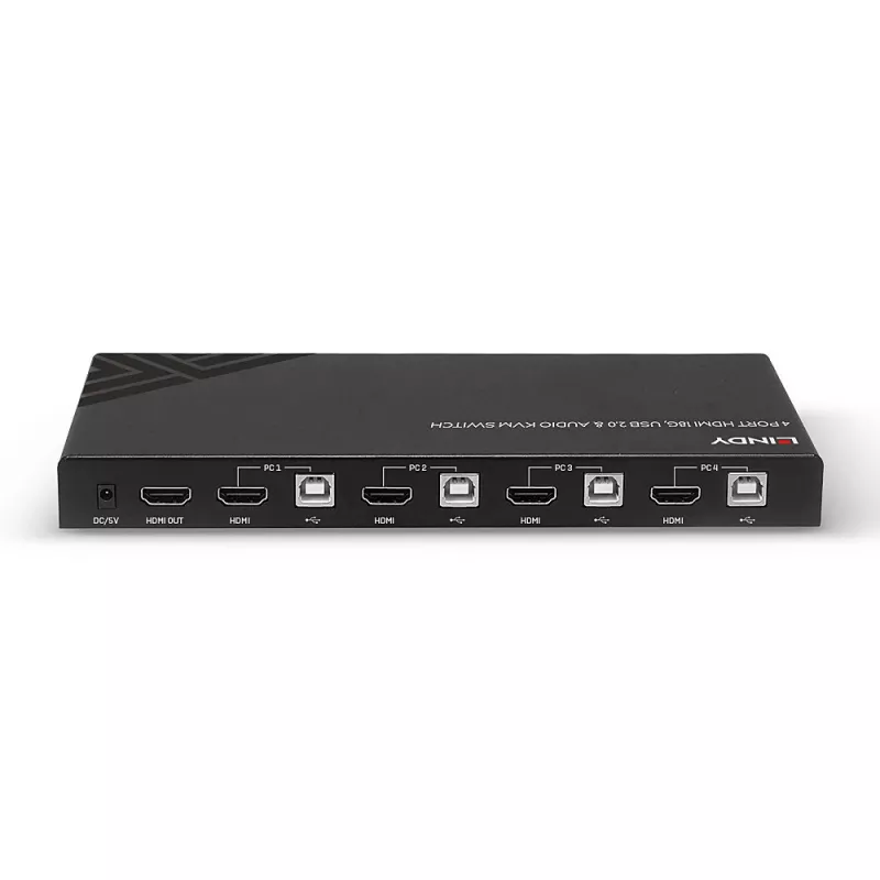 Lindy KVM slēdzis HDMI 18G USB 2.0 Audio 4 portu 4K Ultra HD