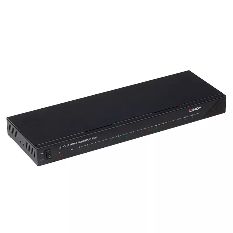 Lindy 16 portu HDMI 4K60 sadalītājs 16x HDMI 3840x2160 melns