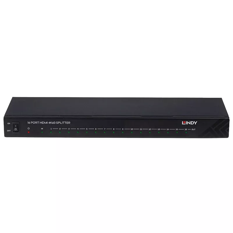 Lindy 16 portu HDMI 4K60 sadalītājs 16x HDMI 3840x2160 melns