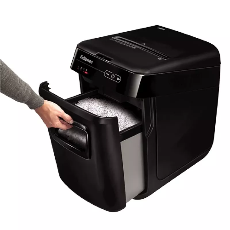 Papīra smalcinātājs Fellowes AutoMax 200M, mikrošķiedru smalcināšana, melns