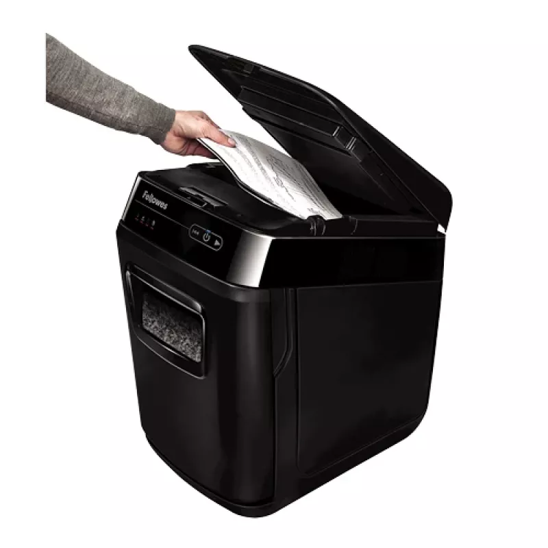 Papīra smalcinātājs Fellowes AutoMax 200M, mikrošķiedru smalcināšana, melns