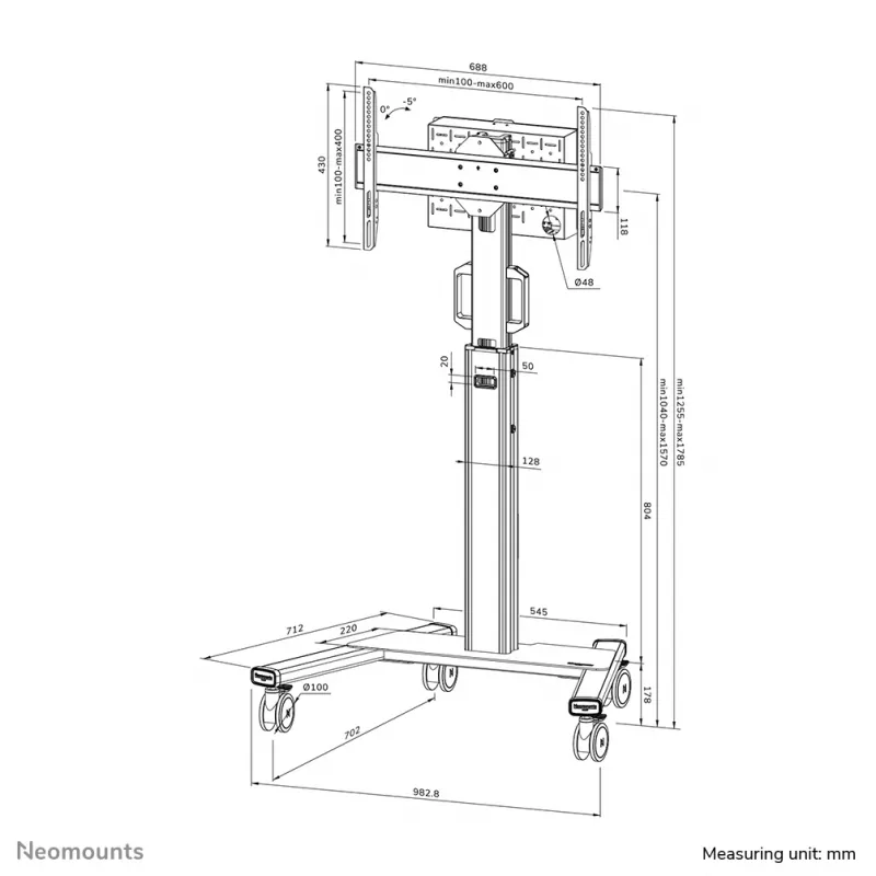Neomounts FL50S-825WH1 TV ratiņi 37-75 collu - TÜV