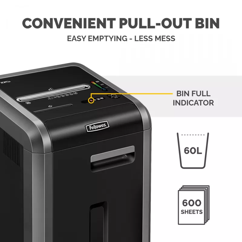 Fellowes papīra smalcinātājs 225Ci 24 lapu krustdūriena smalcinātājs ar 60 litru tvertni, augsta drošība P4