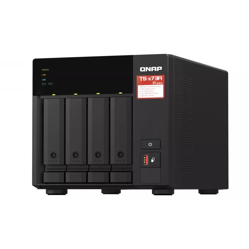 QNAP TS-473A NAS Tornis Ryzen Embedded V1500B 8 GB DDR4 0 TB QNAP Turbo System Melns
