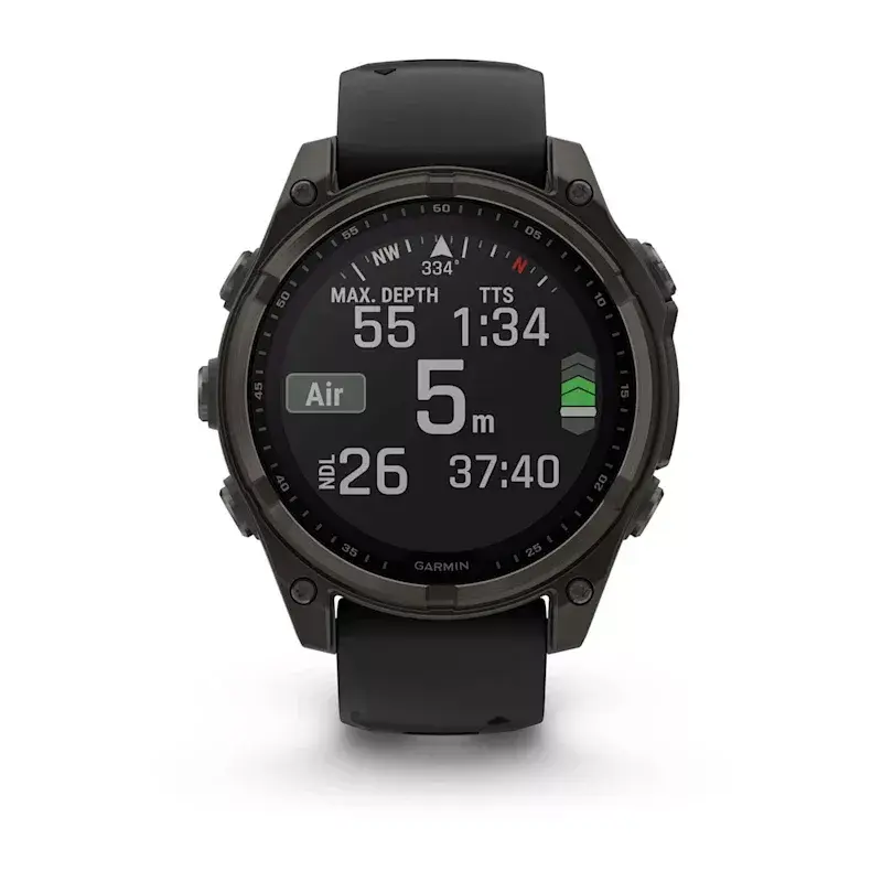Sporta viedpulkstenis GARMIN fenix 8 Black — 51 mm korpuss, safīra stikls, Solar, GPS, 32 GB, 10 ATM, 1,3 collu displejs