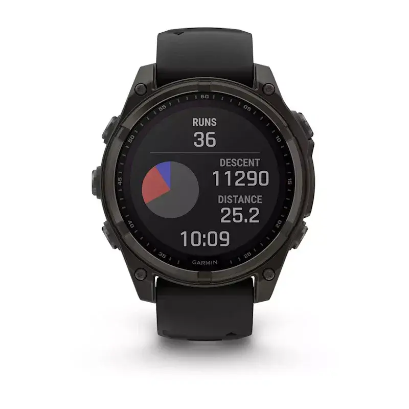 Sporta viedpulkstenis GARMIN fenix 8 Black — 51 mm korpuss, safīra stikls, Solar, GPS, 32 GB, 10 ATM, 1,3 collu displejs