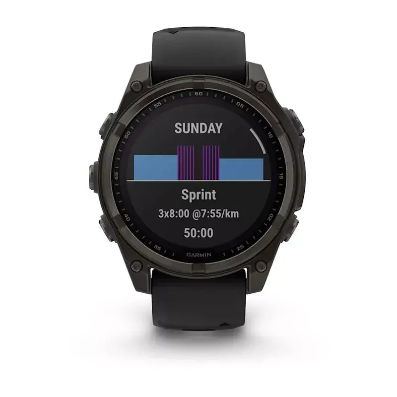 Sporta viedpulkstenis GARMIN fenix 8 Black — 51 mm korpuss, safīra stikls, Solar, GPS, 32 GB, 10 ATM, 1,3 collu displejs