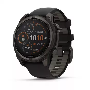 Sporta viedpulkstenis GARMIN fenix 8 Black — 51 mm korpuss, safīra stikls, Solar, GPS, 32 GB, 10 ATM, 1,3 collu displejs
