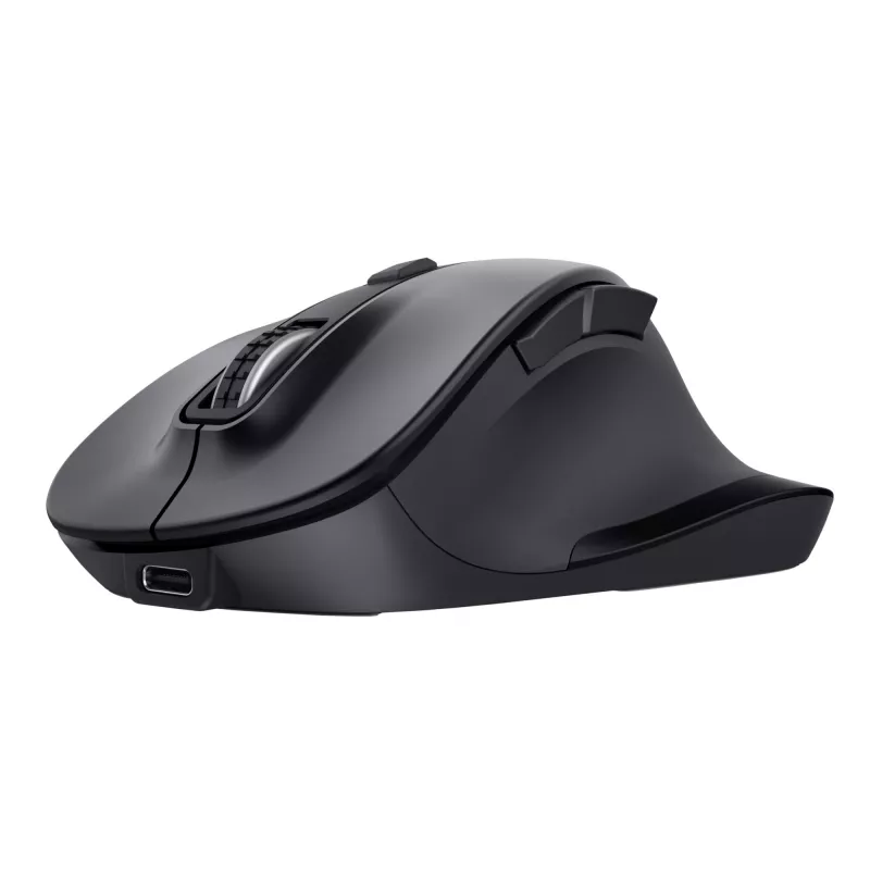 TRUST Fyda Office labās rokas bezvadu pele — RF + Bluetooth, optiska 2400 DPI, 6 pogas, melna
